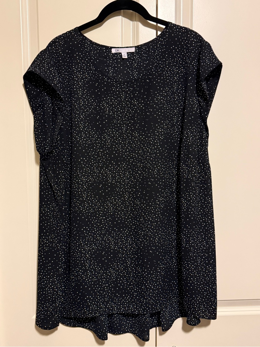 DR2 Black Polka Dot Cap-Sleeve Tunic